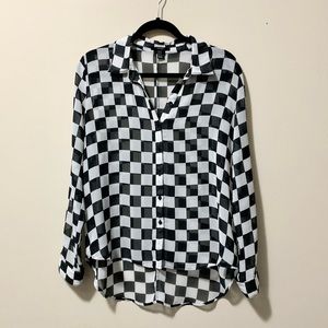 Forever 21 - M - White & Black Checkered Blouse